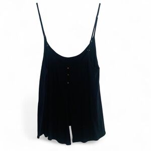 TART SLEEVELESS SPAGHETTI STRAP BUTTON FRONT FLOWY BLACK TANK TOP SIZE LARGE